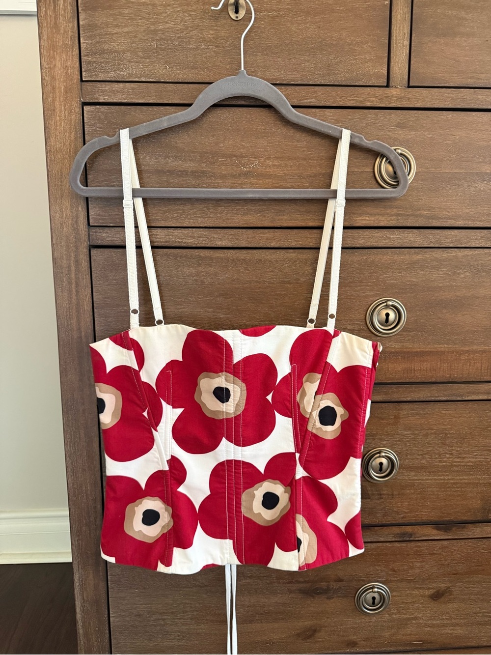 D&G Dolce Gabbana Floral Print Corset Tank Top - Red & White